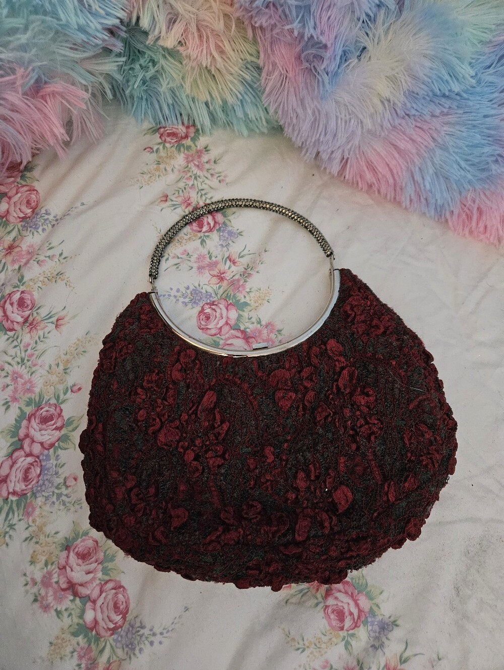 Daniel Swarovski Paris  Vintage-Inspired Textured Red Women's Handbag